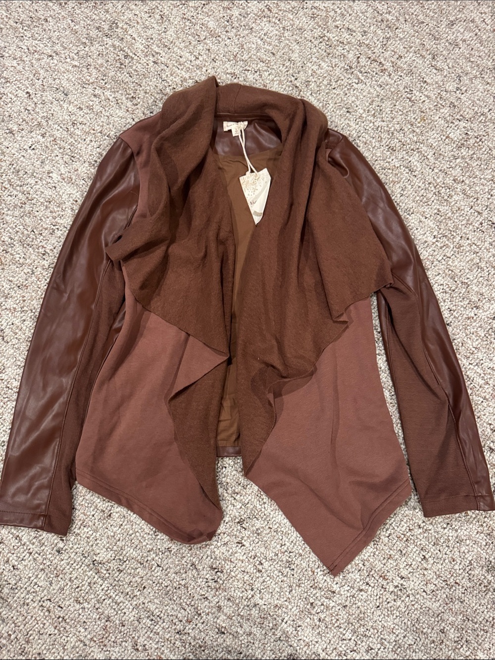 Hem & Thread Brown Mixed-Media Draped Jacket